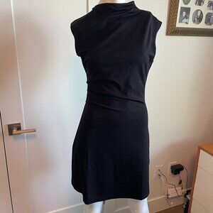 H&M Draped Bodycon Cap Slv Mock Nk Viscose Blend Mini LB Dress Black Sz S